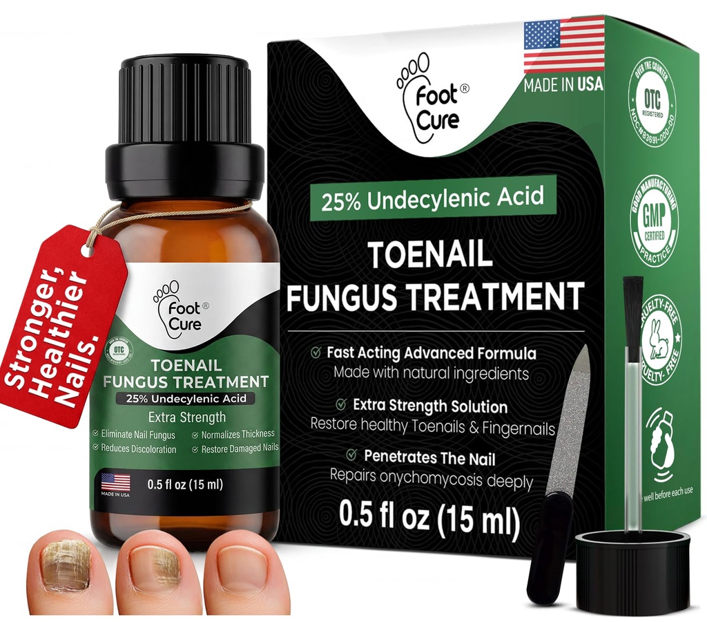 FOOT CURE Toenail Fungus behandling for negler, neglereparasjon, Toenail Softener, gul tåneil behandling, grotte negler og fotsoppsbehandling Extra styrke (pakke med 1)