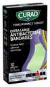 CURAD Performance Series IRONMAN Antibakterielle bånd, Ekstrem Hold Adhesive Technology, Ekstra store fleksible Fabric Bandages for Cuts, Scrapes, & Burns, Assorterte farger, 2 x 4 tommer, 10 greve
