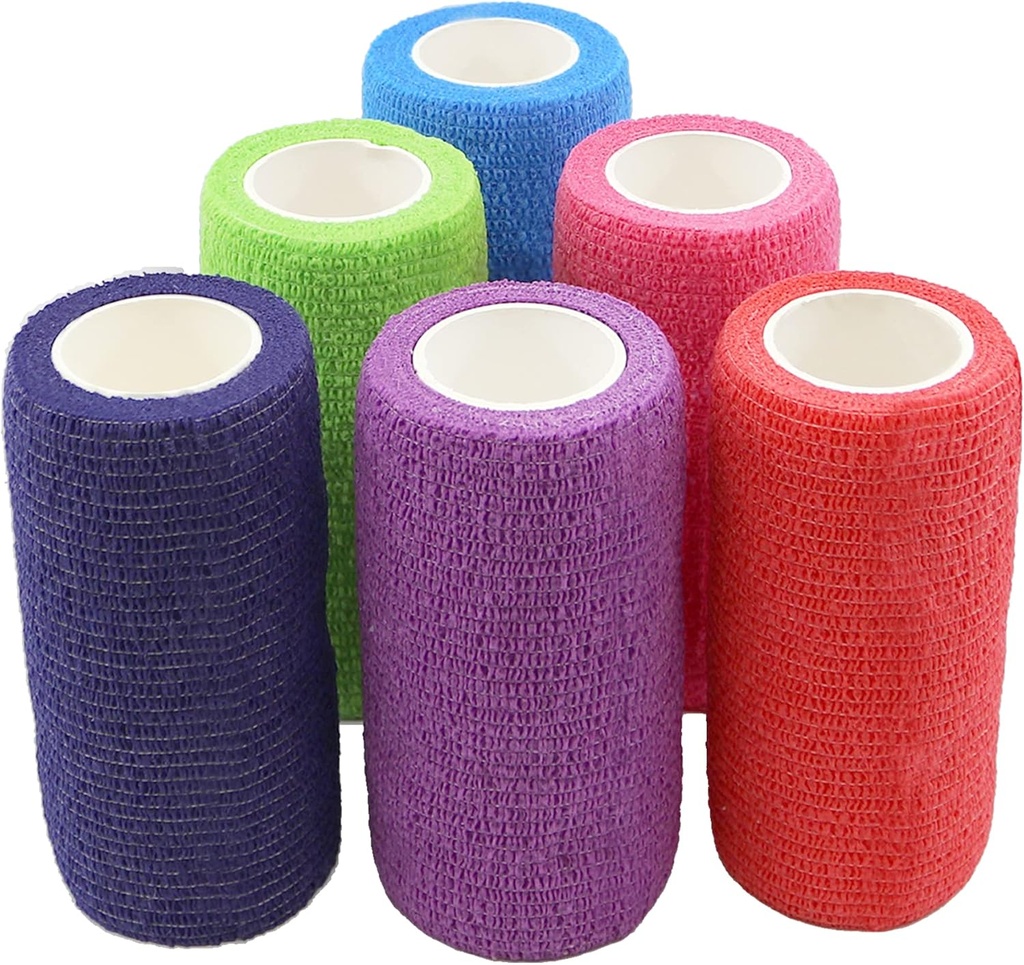Ever Ready First Aid Selvbehersket Kohesive Bandages 4" x 5 Yards - 18 Count, Regnbue farger