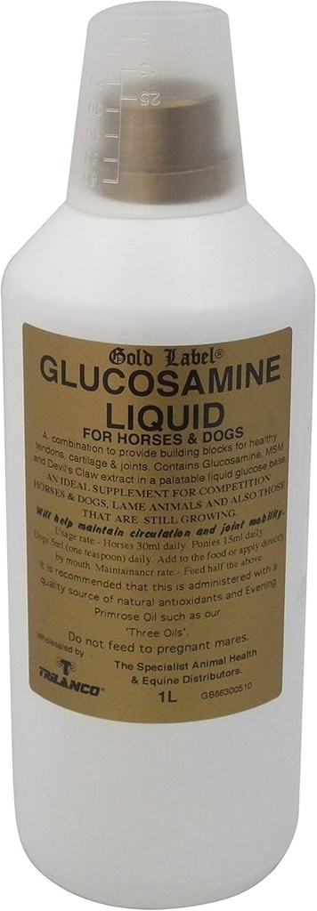 Gull etikett Glukosamine flytende, hest Supplement, sunne ledd og mobilitet, 1 liter