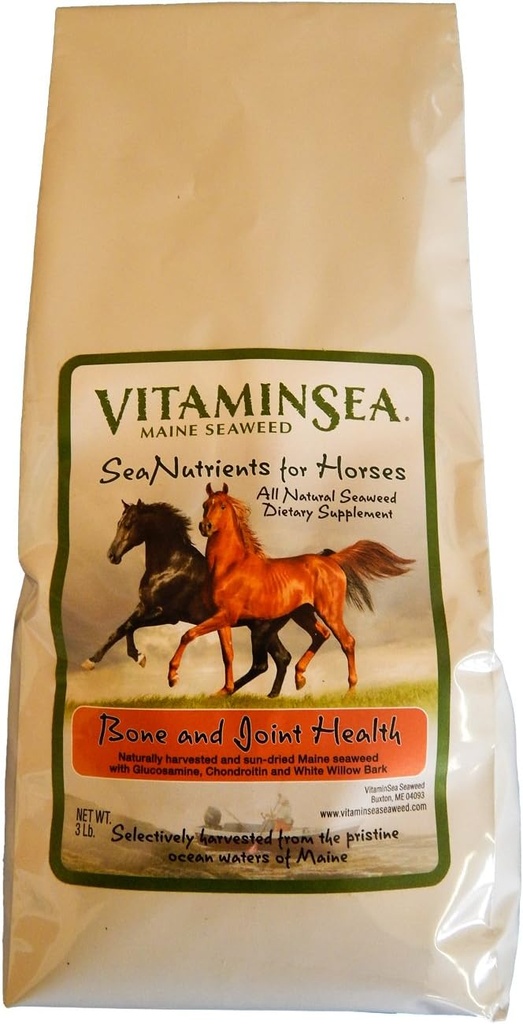 VITAMINSEA Hest Kelp Tørket Seaweed Supplement | Alle naturlige kostholdsstoffer for hester | Kelp Flakes med glukosamin, Chondroitin, Hvit Willow Bark for bein og felles helse | 3 LB