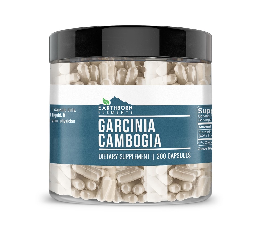 Earthborn Elements Garcinia Cambogia 200 kapsler, ren og ufortynnet, Ingen tilsetningsmidler
