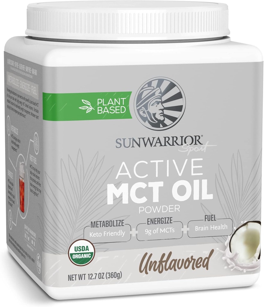 Sunwarrior Organic MCT Olje pulver Supplement Medium-Chain triglycerider ren kokosnøtt | Keto USDA Sukker Soya Gluten Dairy Gratis ikke-GMO | Unflavored 40 Serverer Aktiv