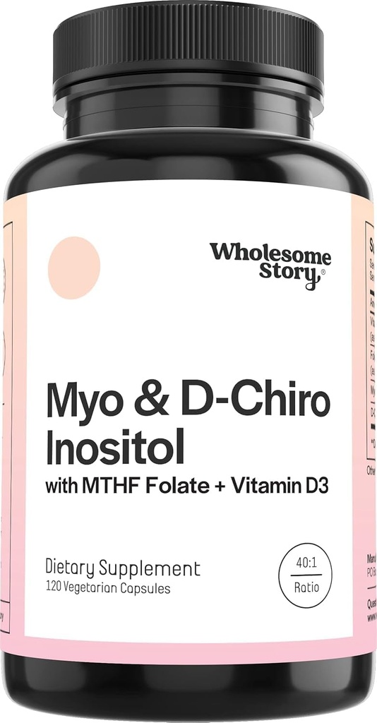 M-y-o i-os-itol & D-Chiro Inositol kapsler med MTHF, folat, vitamin D- støtte for ovarial funksjon, hormonbalanse, og Homocystein nivåene | Fertilitetstilskudd for kvinner | 40:1 forholdet