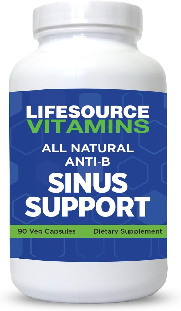 LifeSource Vitaminer Alle naturlige anti-B Sinus støtte – 14 alle naturlige ingredienser - 90 kapsler - proprietær formel