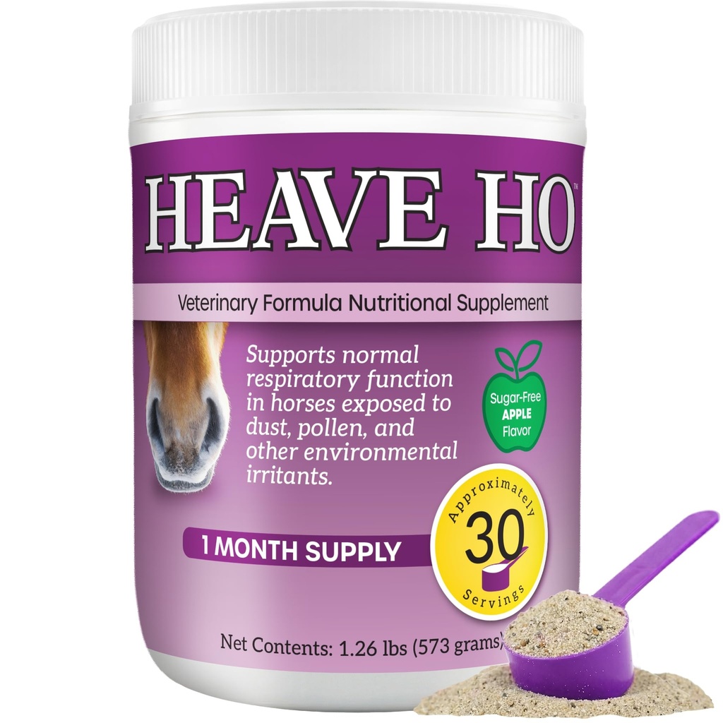 Heave Ho Horse Nutritional Supplement for å puste allergier, KOL, Coughing 30 serverer sukker-fri Apple