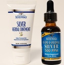 Naturlig bane sølvvinger kosttilskudd - kolloidalt sølv 500 ppm (1 oz / 30 ml) immunstøtte Plus Herbal Ointment 250 ppm (1,5 oz)