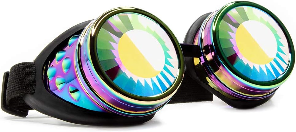 GloFX Polykrome Wormhole Kaleidoskop Goggles - Festival Rave Costume Cosplay Prism EDM 3D Welding Gothic Goggles