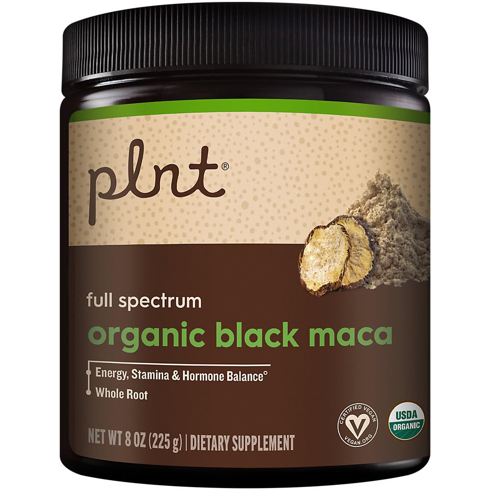 Organic Black Maca Powder Full Spectrum - støtter energi, utholdenhet, & hormonbalanse (8 oz./45 Services)
