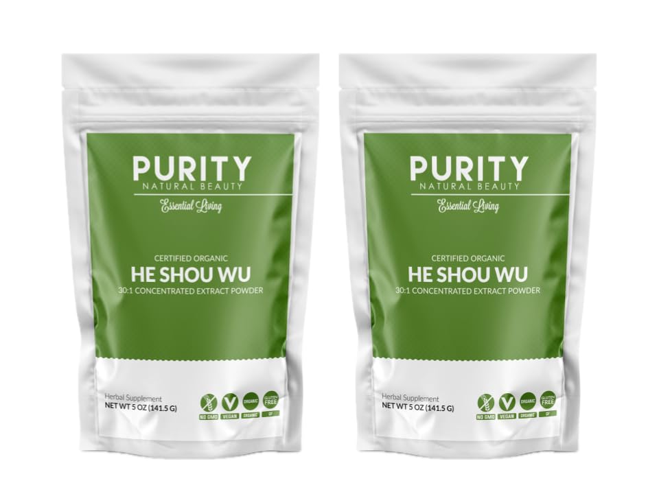 Certified Organic Han Shou Wu - Stor 5oz pose på 30:1 Konsentrert-Fo-ti - Organic Foti Extract- Fo ti Han Shu Wu Organic (pakke med 2-10 Ounces)