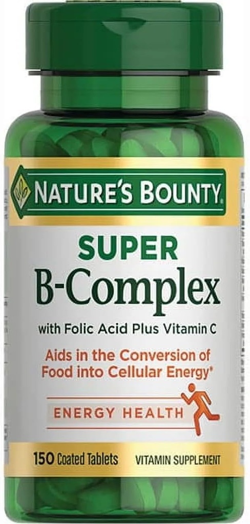 Naturens Bounty Super B-kompleks med Folinsyre Plus Vitamin C, 300 tabletter (2 X 150 telle flasker)