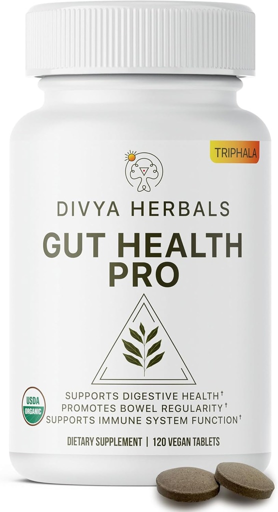 Gut Health Pro - Bloat Relief, Detox & Digestive Support - 100% ren organisk trippela Supplement - for kvinner og menn - Ubelagt Vegan Tabletter -120Ct