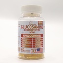 Glukosamin Chondroitin Gummies med MSM 60 CT sukkerfri glukosamin Chondroitin Gummies trippel styrke for felles helse og immun støtte for voksne, menn og kvinner - Mango Flavor
