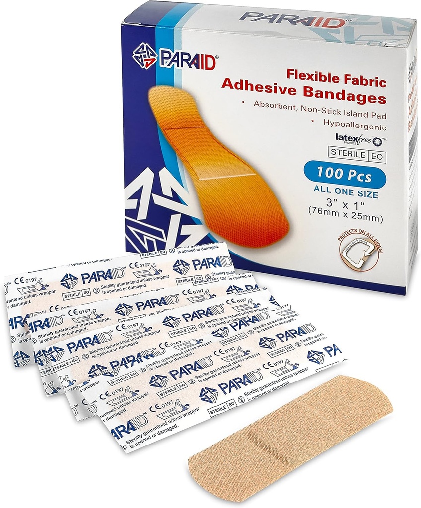 Fleksible Fabric Bandages - Fleks Fabric Adhesive Bandages Finger-Tip Bandages Knuckles og Tommel Bandages for Finger Care og å beskytte sår fra infeksjon - (100 Count Box)