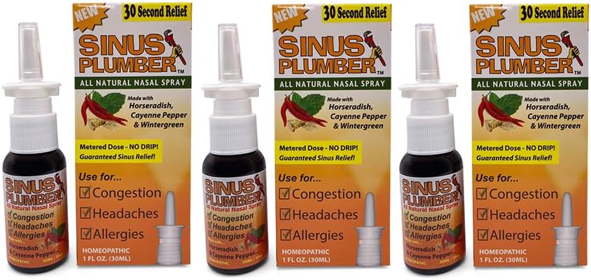 Sinus Plumber 3 Pack - Naturlig Saline Nasal Spray med Capsicum Pepper og Wintergreen