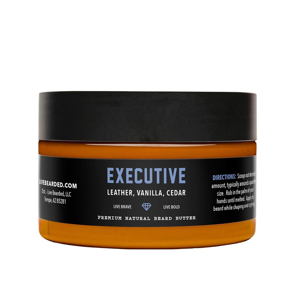 Live Beard Beard Butter, 3 fl oz - Laget i USA - Naturlig Leave-in Conditioner og Softener med Shea  Executive Executive Scent - Cedar, Vanilla