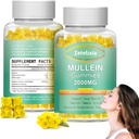 2 Pack Mullein Gummies - Mullein Leaf Ekstrakt for Lungs,Lung Detox Cleanse for røykere,Mullein Lung støtte Supplement for immunstøtte,Mucus Relief,120 Sukkerfri Vegan Gummies