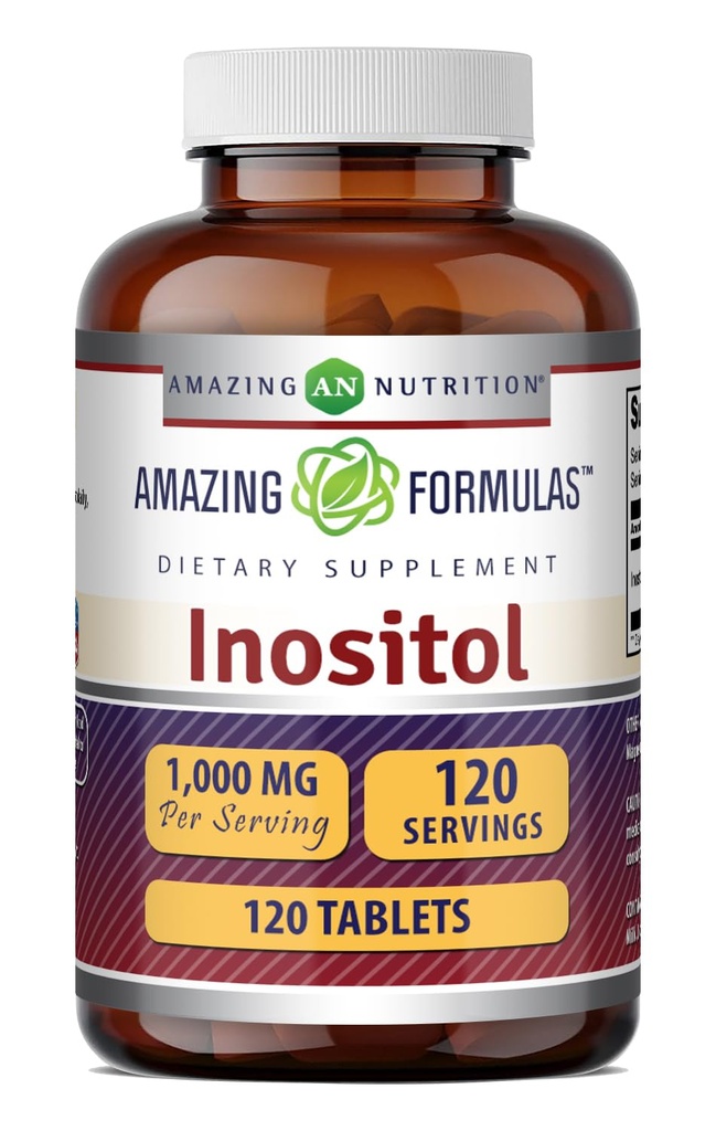 Amazing Formler Inositol Tabletter Supplement | 1000 Mg per servering | Vitamin B8 | Ikke-GMO | Glutenfri | laget i USA (1 Pakke, 120 greve)