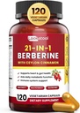 21-i-1 Berberine Supplement med Ceylon kanel - organisk Berberine HCL Phytosom, 5X høyere absorpsjon for metabolisme støtte 120 kapsler
