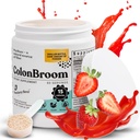ColonBroom Psyllium Husk Powder (Strawberry) - Colon Cleanse for Bloating Relief & Gut Helse - Colon Broom Fiber Powder Drink - Vegansk, Glutenfri, Ikke-GMO Fiber pulver Supplement, 60 Services