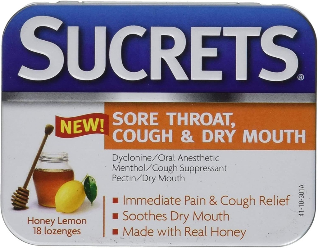 Sukrets Sore Throat & Cough Lozenges | Honning Lemon | 18 greve hver | pakke med 2