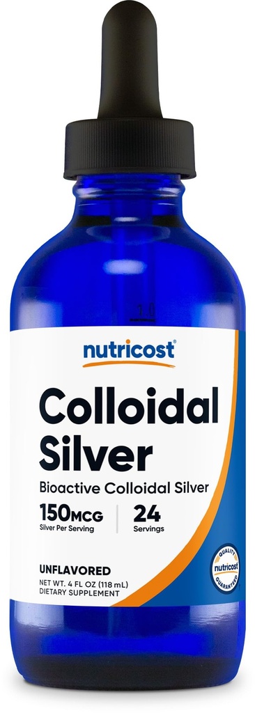 Nutricost Colloidal Silver 4oz - Cobalt Blå glassflasker, Bio-Active Colloidal Silver