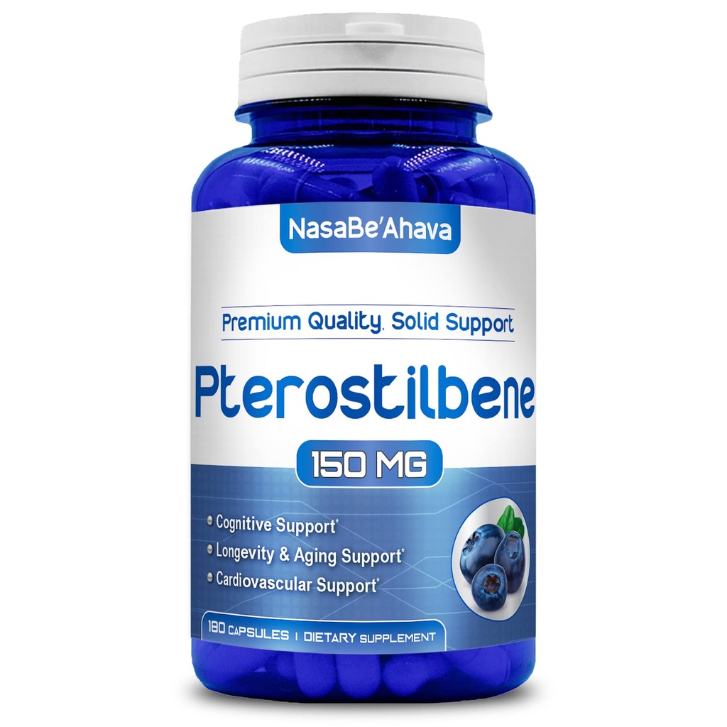 Ekstra styrke Pterostilbene Supplement | Vegansk Vennlig 150 mg Pterostilbene Kapsler | Antioksidant Supplement for aldring hjerte immun og hjerne støtte | laget i USA (180 dagers forsyning)