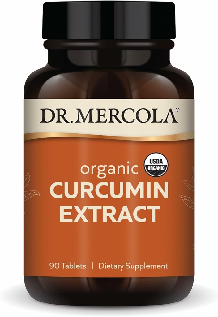 Dr. Mercola organisk Curcumin Extract, 90 serveringer (90 tabletter), kosttilskudd, ikke-GMO, sertifisert USDA Organic