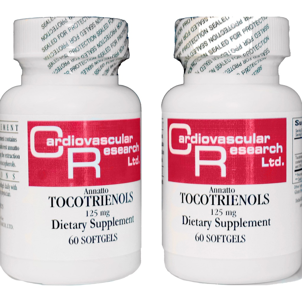 Cardiovaskulær forskning 120 Softgels 125 mg vitamin E Annatto Tocotrienols ren DeltaGOLD, 90% Delta og 10% Gamma, 2 flasker 60 Soft Gels Hver (ANNATOC)