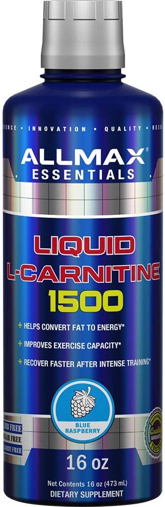 ALLMAX ernæringsvæske L-karnitin 1500 + vitamin B5, 16 oz / 473 ml (blå bringebær)
