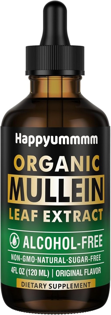 Mullein Drops for Lungs Cleanse,Vegan Mullein Leaf Extract Tinktur med klorofyll, støtte immun, responsiv - 4 fl oz (120 ml)