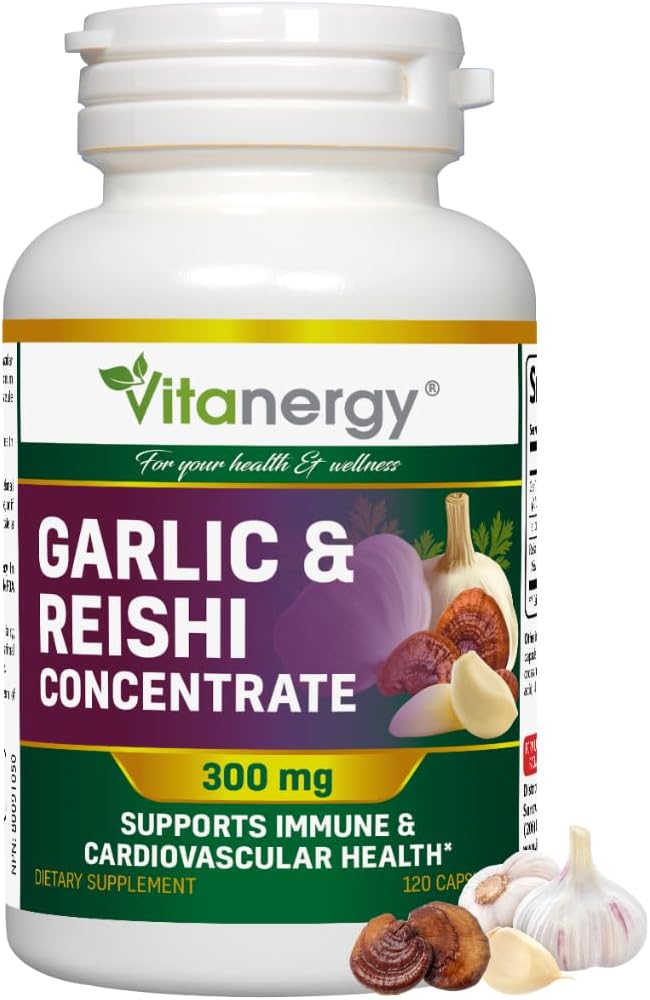Hvite- og reishikapsler - Cardiovaskulær helse og immunstøtte - Potent hele bulbber ekstrakt, Ingen ettersmak - 120 Vegan Caps