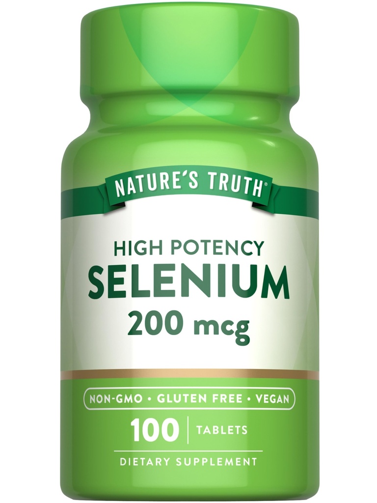 Naturens sannhet Selenium 200 mcg Supplement | essensielle mineral høy styrke tabletter | Vegansk, ikke-GMO & Glutenfri