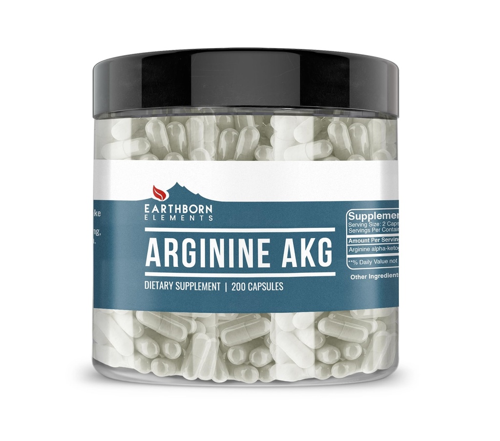 Jordbårne elementer Arginine AAKG 200 kapsler, ren og ufortynnet, ingen tilsetningsmidler