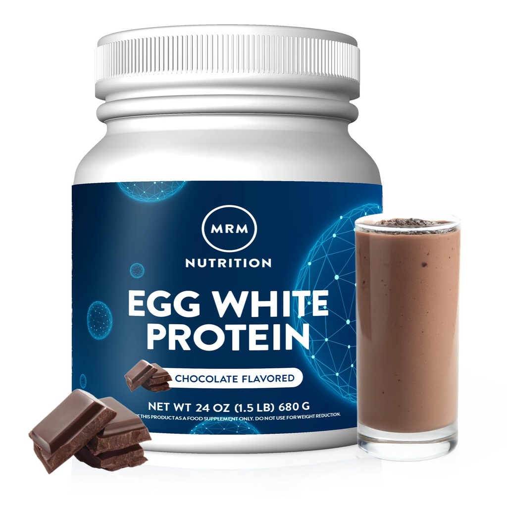 MRM Nutrition Egg Hvitt Protein | Sjokoladeflavorert | 23g fettfritt protein | med Digestive enzymer | Høyeste biologiske verdi | klinisk testet | 20 Serveringer