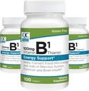 Kvalitetsvalg Vitamin B1 Thiamin 100 mg Energistøtte, nervesystemfunksjon, & Helse Helse Vitamin Supplement Tabletter, 100 greveflasker (3 Pack)