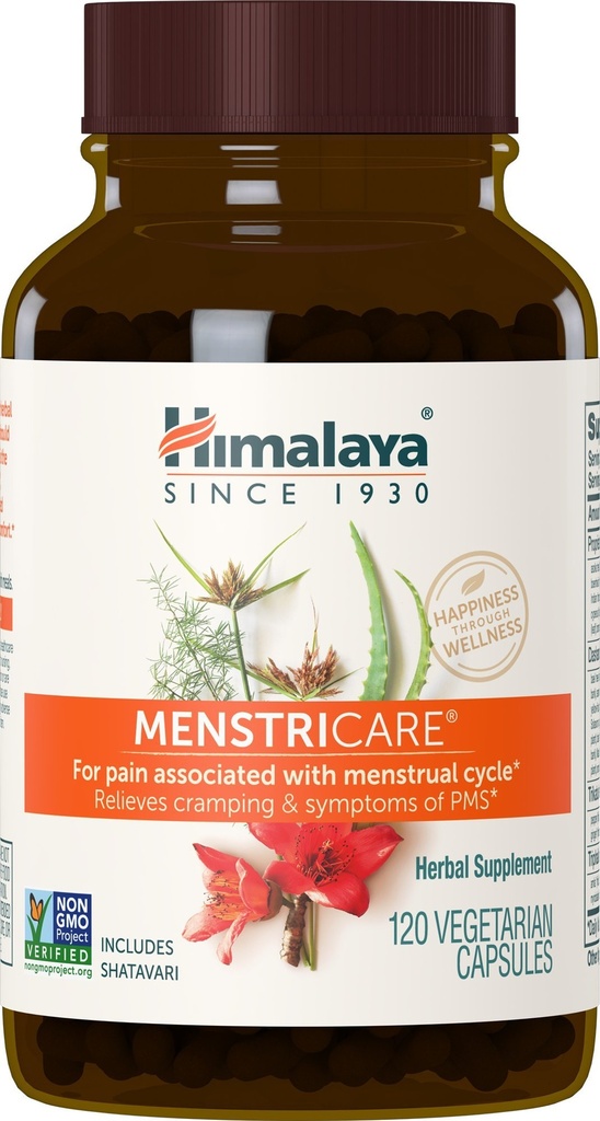 Himalaya MenstriCare, 30 dagers forsyning - Støtter PMS, Menstruell Cramp Relief, og hormonbalanse for kvinner - Vegan, ikke-GMO, Glutenfri, 120 kapsler