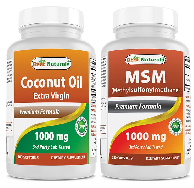 Beste Naturals Extra Jomfru Coconut olje 1000 mg og MSM 1000 mg