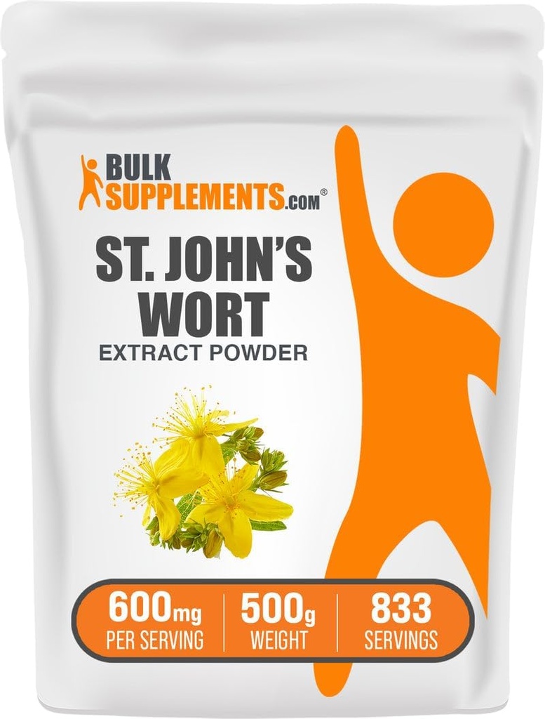 BulkSupplements.com St. John's Wort Extract - St. Johns Wort Supplement, Herbal Supplement for Mood - Vegan & Glutenfri, 600 mg per servering, 500g (1,1 lbs) (Pack of 1)