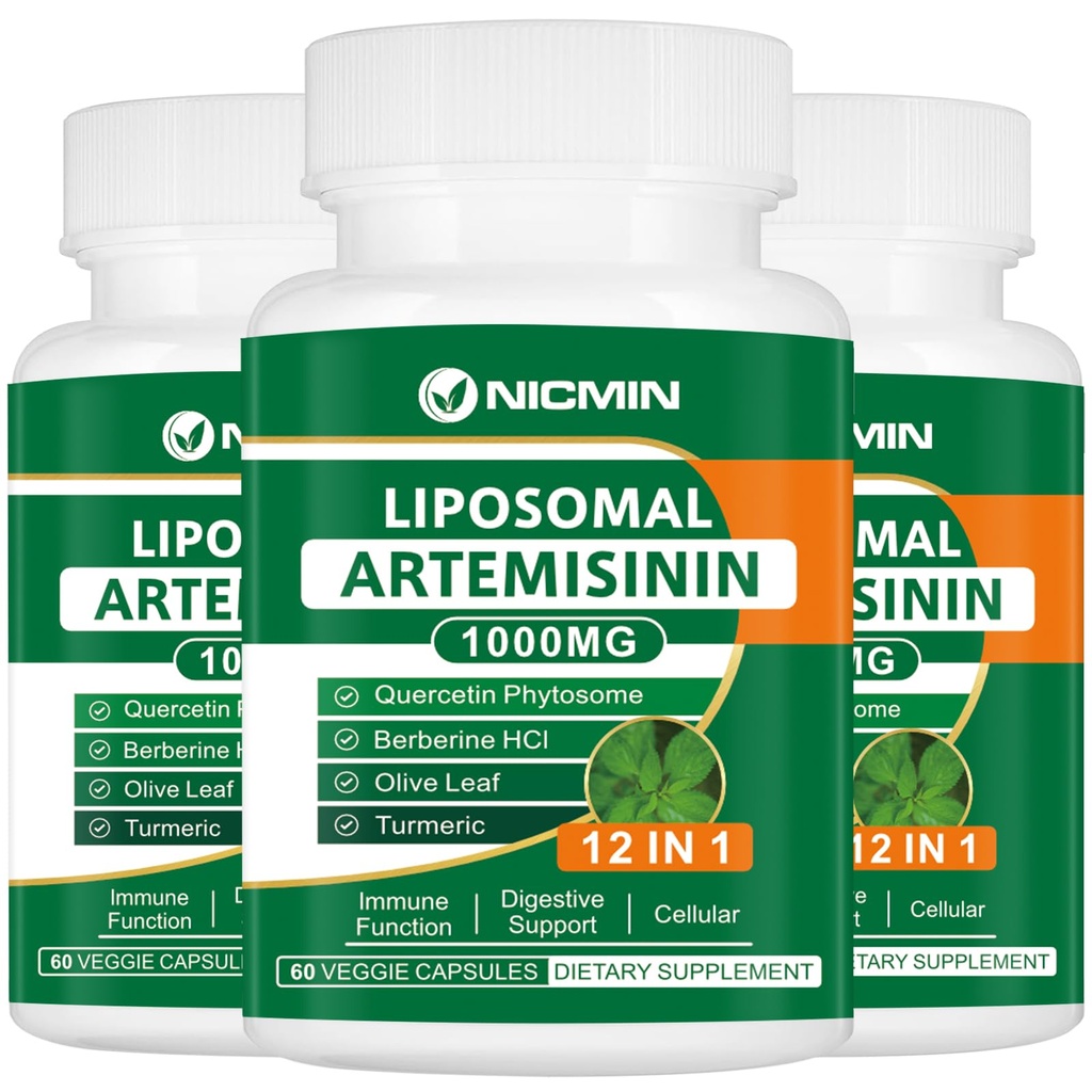 Liposomal Artemisinin Supplement 1000mg, Sweet Wormwood ekstrakt med 200mg Quercetin Phytosom, Maksimal absorpsjon for antioksidant 180 kapsler