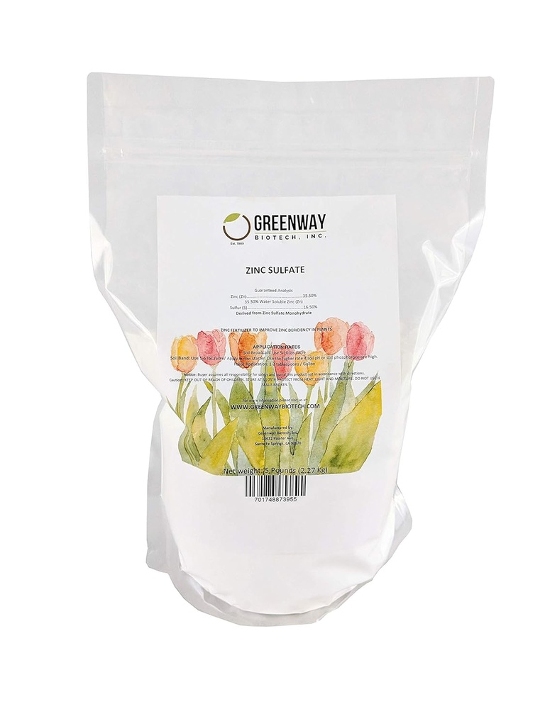 Greenway Biotech, Inc. sinksulfatpulver 35,5% monohydrat pluss 16,5% svovel (5 pund)