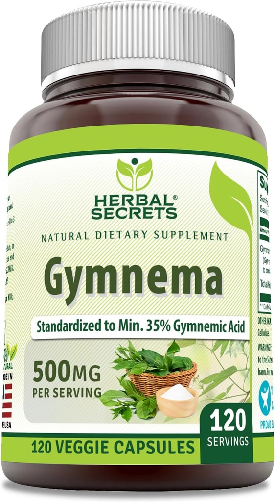 Herbal hemmeligheter Gymnema Supplement | 500 Mg Per Serving | 120 Veggie kapsler | Ikke-GMO | Glutenfri | laget i USA