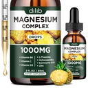 Triple Magnesium Complex Supplement, Magnesium Glycinate, Blande, Citrat Flytende Drops 1000 mg med Ashwagandha, CoQ10, vitamin B6, C, D, Vegan Pineapple Flavor