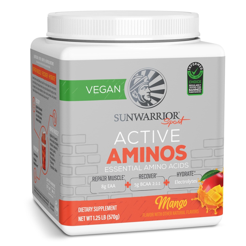 Sunwarrior Aminosyrer Amino energi pulver essensielle aminosyrer EAA og BCAA  Muscle Muskel Repair Hydrasjon og gjenoppretting | Fremme velvære styrke og utholdenhet | Mango Flavor | 30 serveringer | Aktiv Aminos