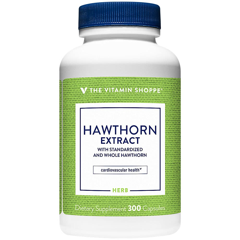 Vitamin Shoppe Hawthorn ekstrakt, med standardisert og hele Hawthorn, kraftig antioksidant som støtter kardiovaskulær helse, støtter cellular helse (300 kapsler)