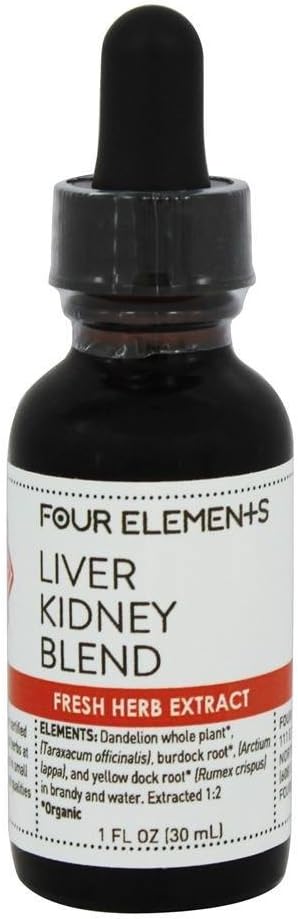 Liver Nyre Blande Herbal Tinktur Fire Elementer Organic Herbals 1 oz Flytende