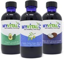 MyVitalC Combo av organisk Extra Virgin Olive Oil, MCT & Avocado Oil - ESS60 Antioksidant Supplement - For anti-aldring, lang tid, søvn, energi - Pakke med 3