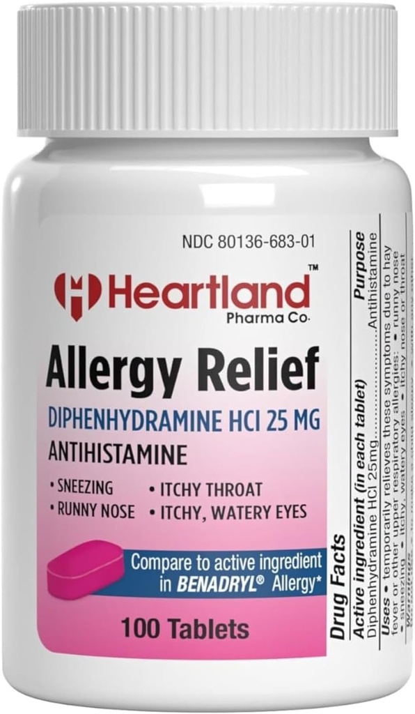 Diphenhydramine HCI | Diphenhydramine Allergy Relief | Antihistamine Diphenhydramine 25 mg Tabletter | 100 Telling
