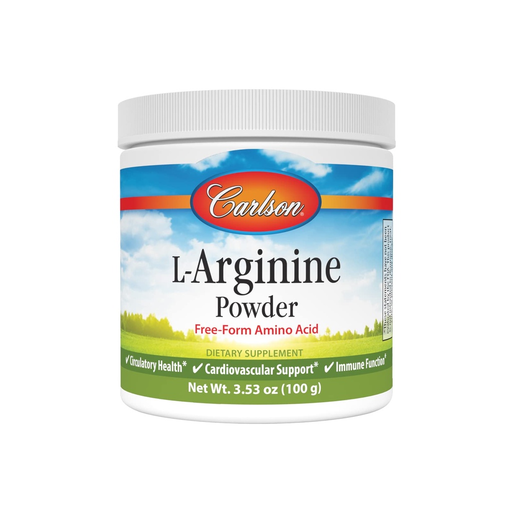 Carlson - L-arginin pulver, Free-Form Aminosyre, sirkulerende helse, 3,53 oz (100 g)