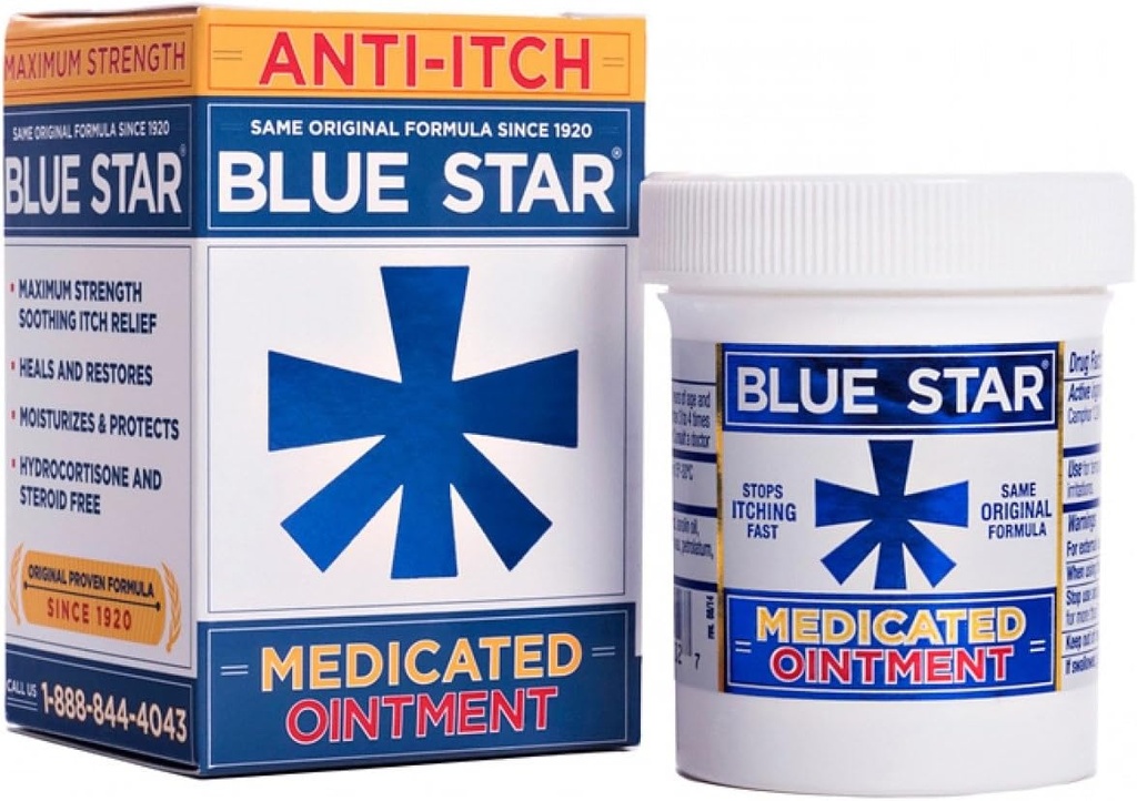 Blå stjerne Medisinert Anti-Itch Ointment, 2oz per pakke (2 pakke)